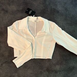 White cropped top with corset clasp detail